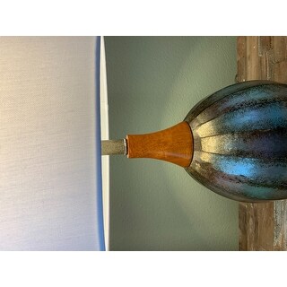 metal caramel brussels galvanized aged shade warm lamp table