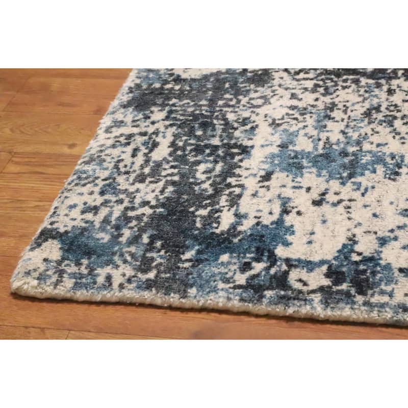 Hand Knotted Oriental Viscose Silk Carpet Modern Abstract Multi-Colored Abstract Area Rug - 4' 0'' X 2' 0''