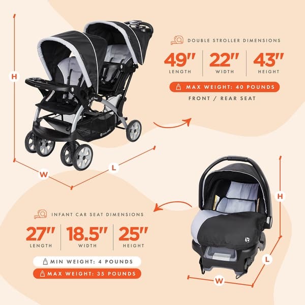 Double Stroller With Car Seat Baby Trend Navigator Lite Double Jogger  Stroller Europa: Rubber Tires, LATCH