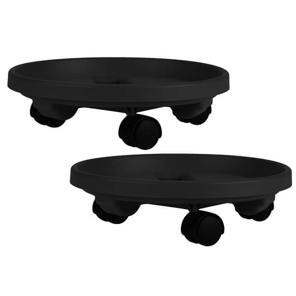 slide 1 of 4, Bloem Caddy Round Plant Stand Wheels Saucer Tray 16 in. (2-Pack) Black - 16 in. (2-Pack)