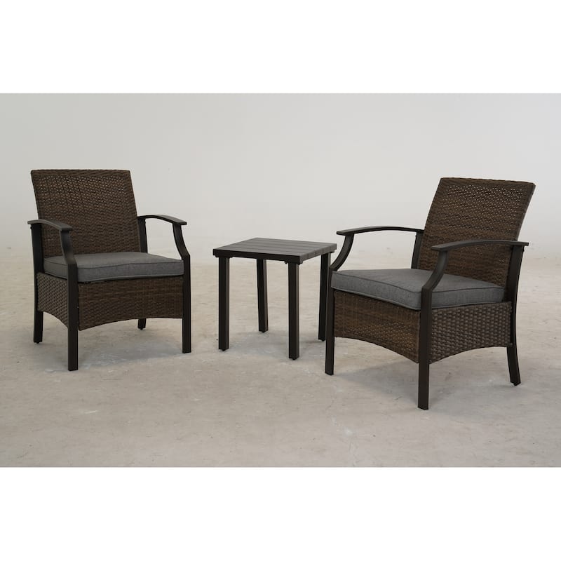 3 Pieces Outdoor Furniture Set, Wicker Table and Chairs