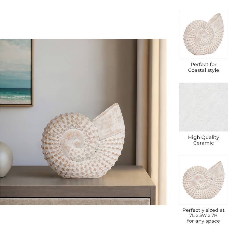 Coastal Decorative Resin Shell Figurine Sculpture - White