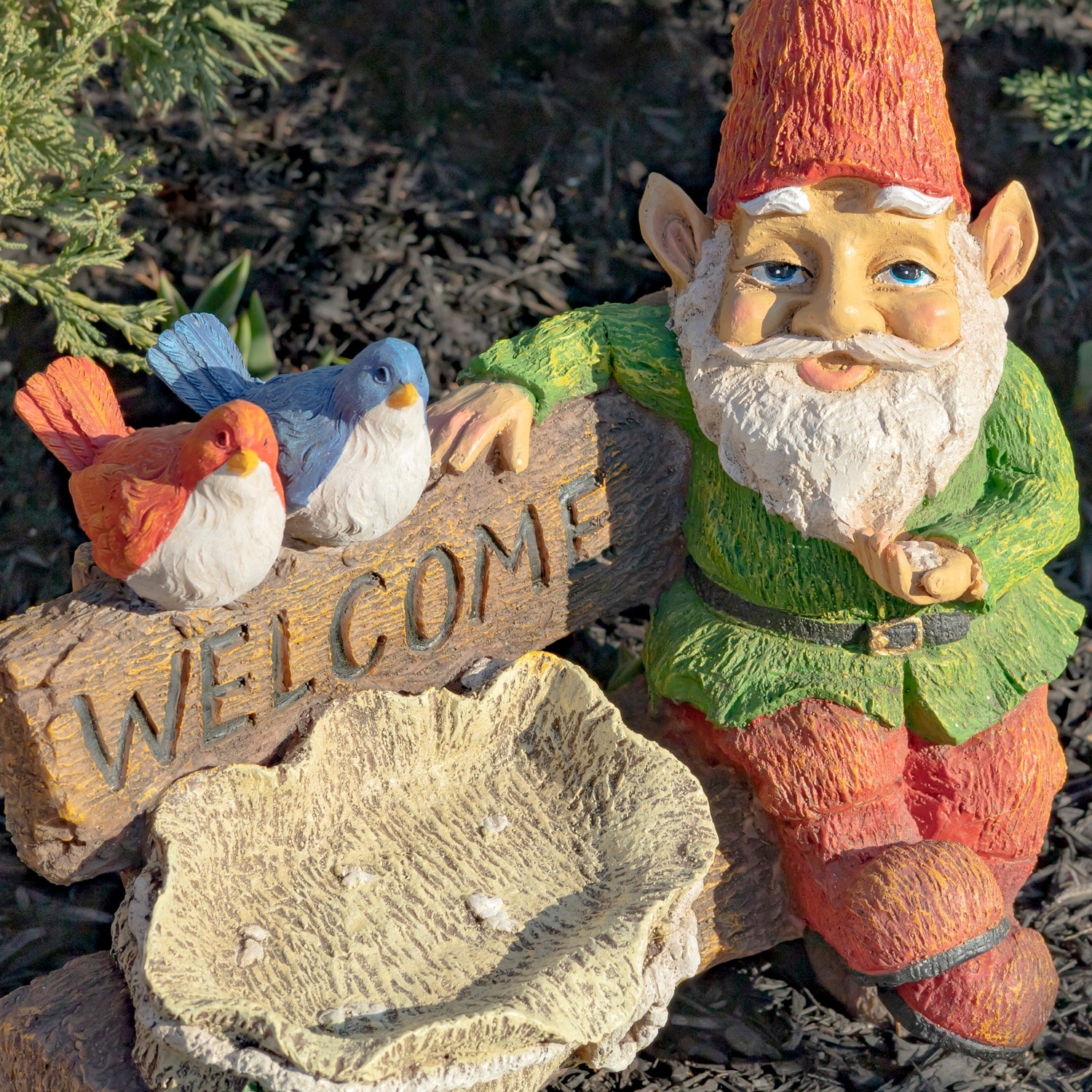 ガーデンピック Welcome Garden Gnome 15.35 Inch Tall Spring Garden Gnome with Welcome Sign - Overstock