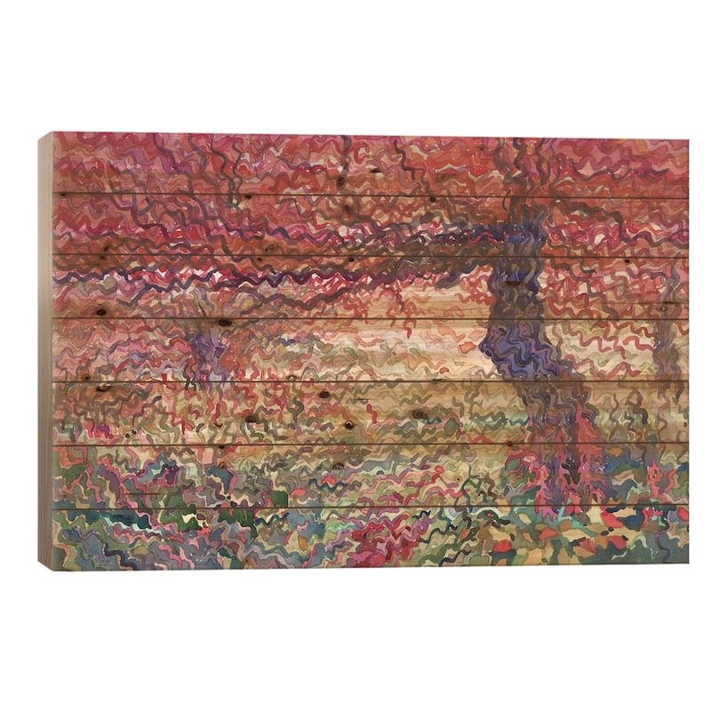 Carpathian Autumn Forest Print On Wood by Tanbelia - Multi-Color - 18x26x1.5