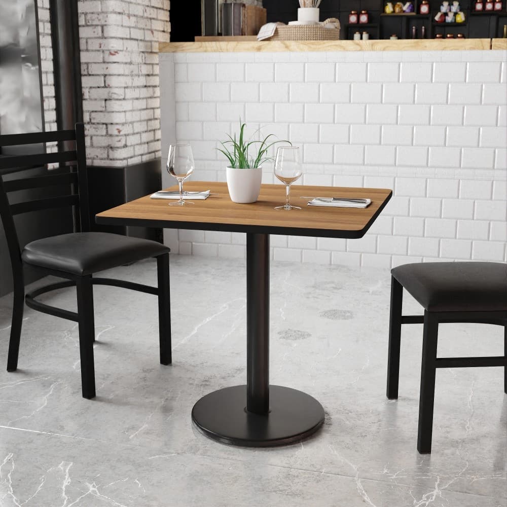 30'' Square Laminate Table Top with 18'' Round Table Height Base - 30"W x 30"D x 31.125"H - 30"W x 30"D x 31.125"H