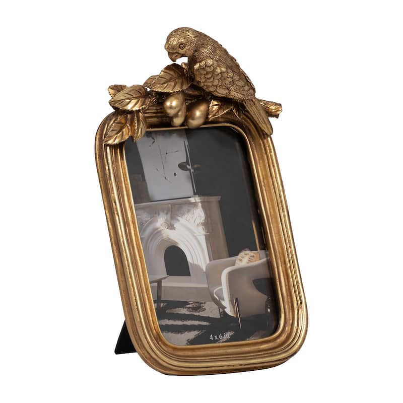 Resin Boho Ornate Parrot Photo Frame - Gold, 4x6 in.