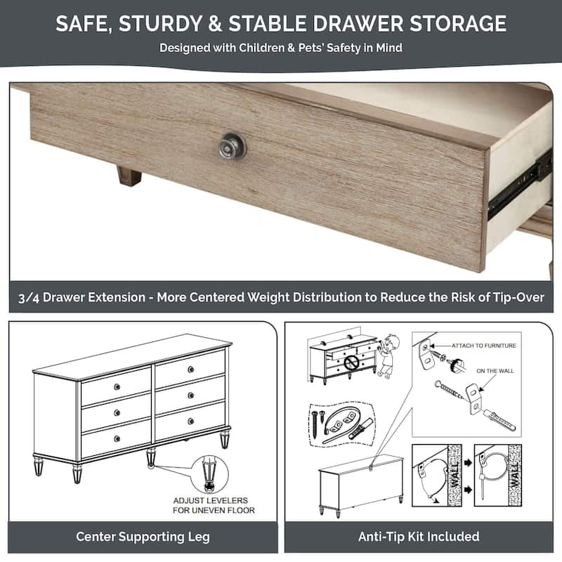 Madison Park Signature Victoria 6-drawer wood dresser (70")