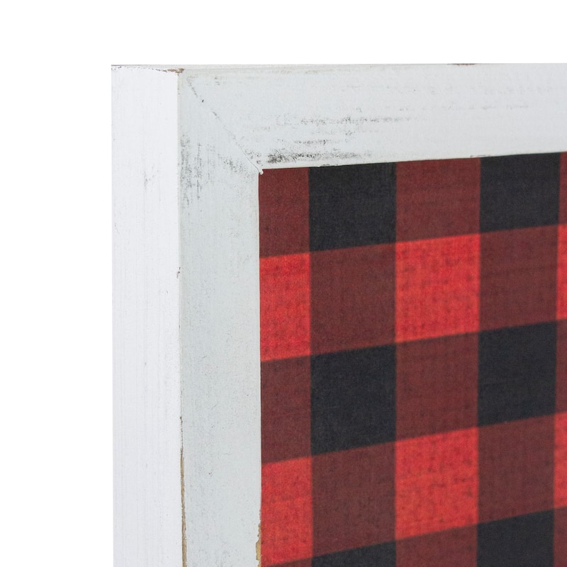 24" Red and Black Buffalo Plaid Merry Christmas Wooden Hanging Wall Sign