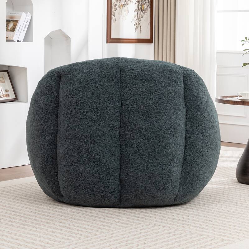 Teddy Tufted Bean Bag Chair, Faux Fur Bean Bag Sofa with Memory Foam, Fluffy Lazy Floor Sofa with Large Armrests