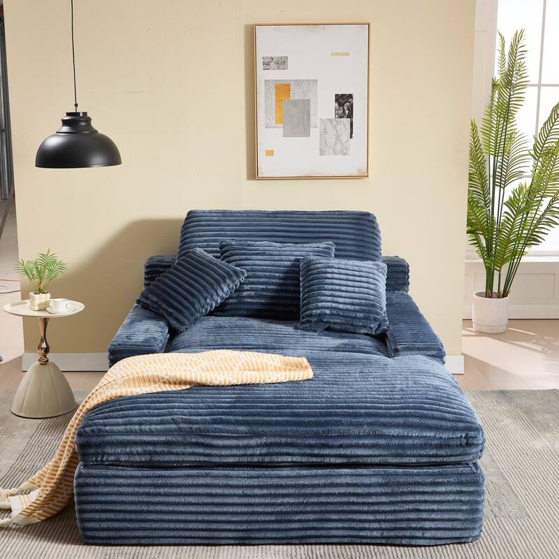 Modern Upholstered Chaise Lounge Sofa for Living Room Office, 75" Oversized Leisure Sofa 2 Seat Sleeper Couch with Pillows