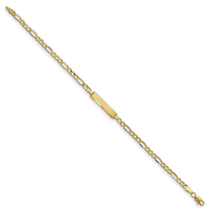 Curata 10k Yellow Gold 4.44mm Engravable Semi solid Figaro Link ID Bracelet - 6" 7" 8"