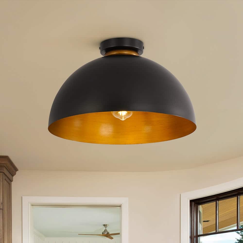 Modern Farmhouse 1-Light Metal Dome Semi Flush Mount 15.7in