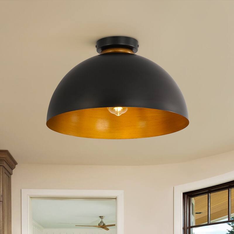 Modern Farmhouse 1-Light Metal Dome Semi Flush Mount 15.7in