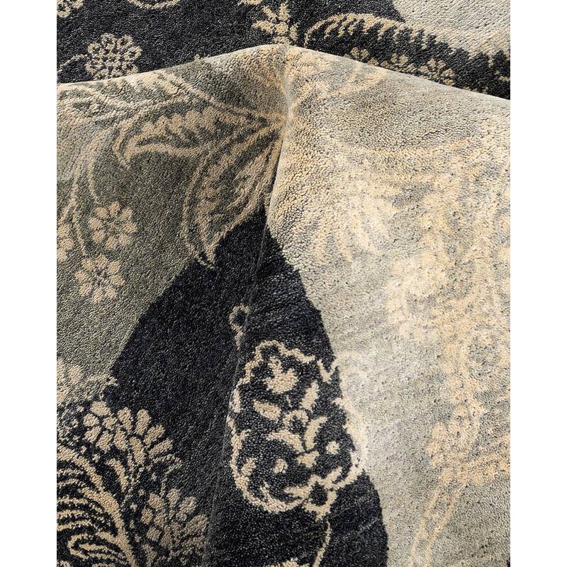 Ikat One-of-a-Kind Hand-Knotted Area Rug - Gray, 9' 0" x 12' 1" - 9' 0" x 12' 1"