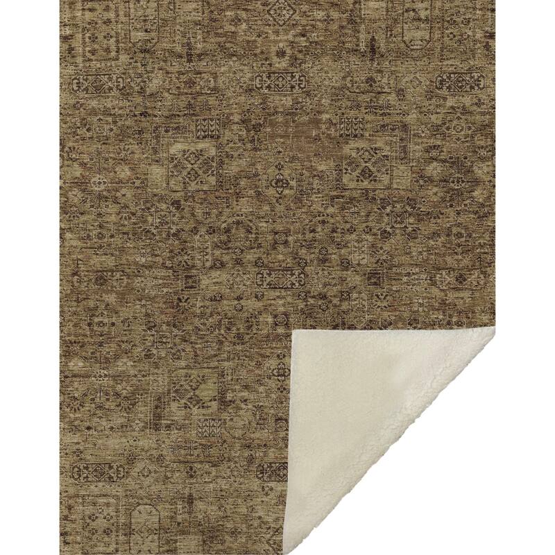 Premium Machine Washable Traditional Moroccan Sherpa Throw Blanket
