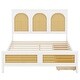 preview thumbnail 11 of 22, Nestfair Wood Storage Platform Bed with 2 Drawers, Rattan Headboard and Footboard