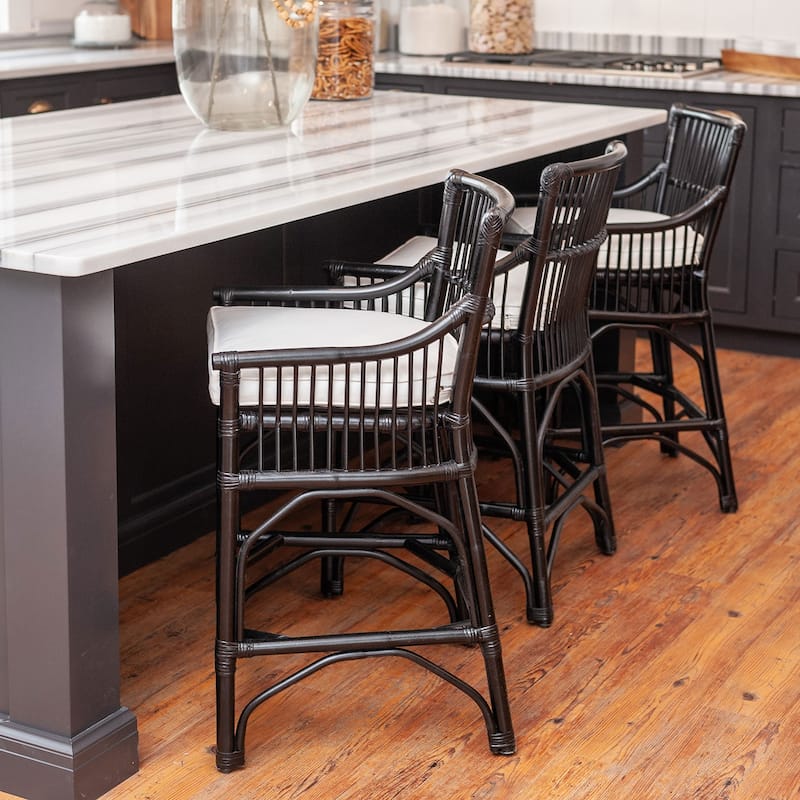 Rylan Rattan Counter Stool by East at Main - Black