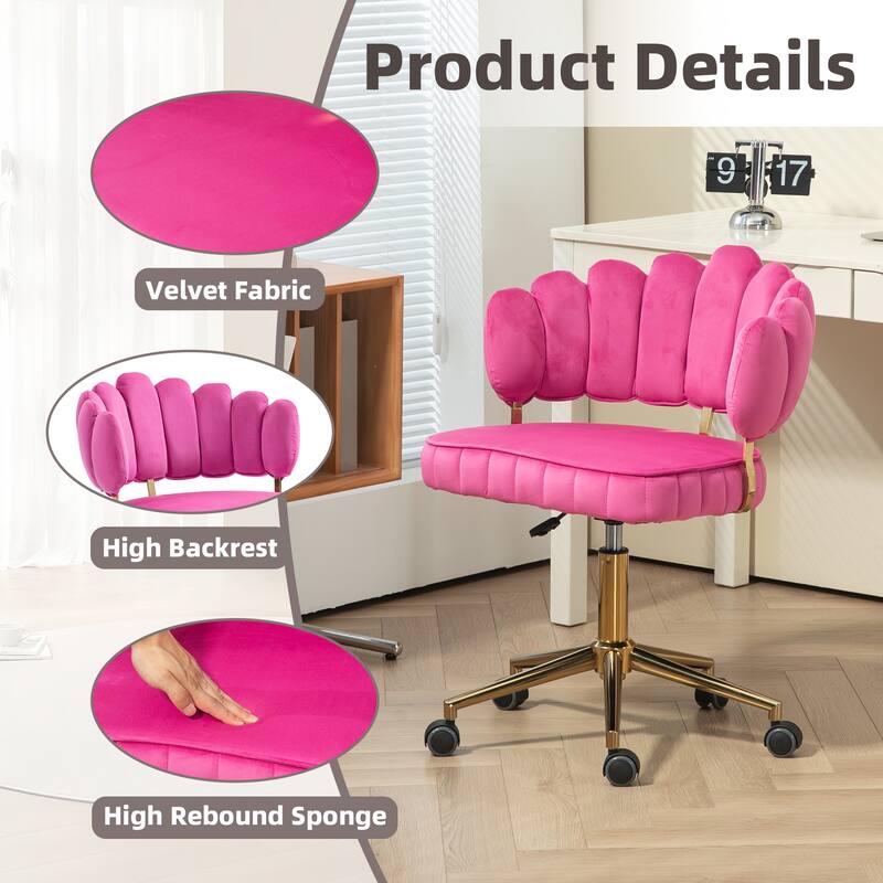 Velvet Home Office Desk Chair Modern Cute Computer Chair with Wheels Swivel Height Adjustable, for Home Office