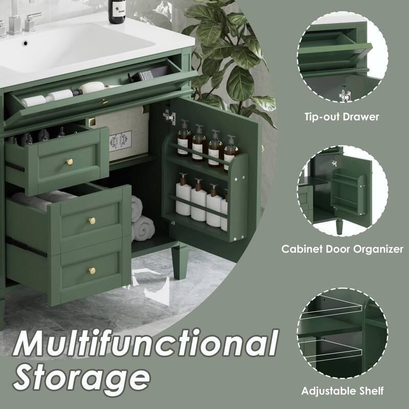 36'' Bathroom Vanity with Top Sink, 3 Drawers for Stylish Storage