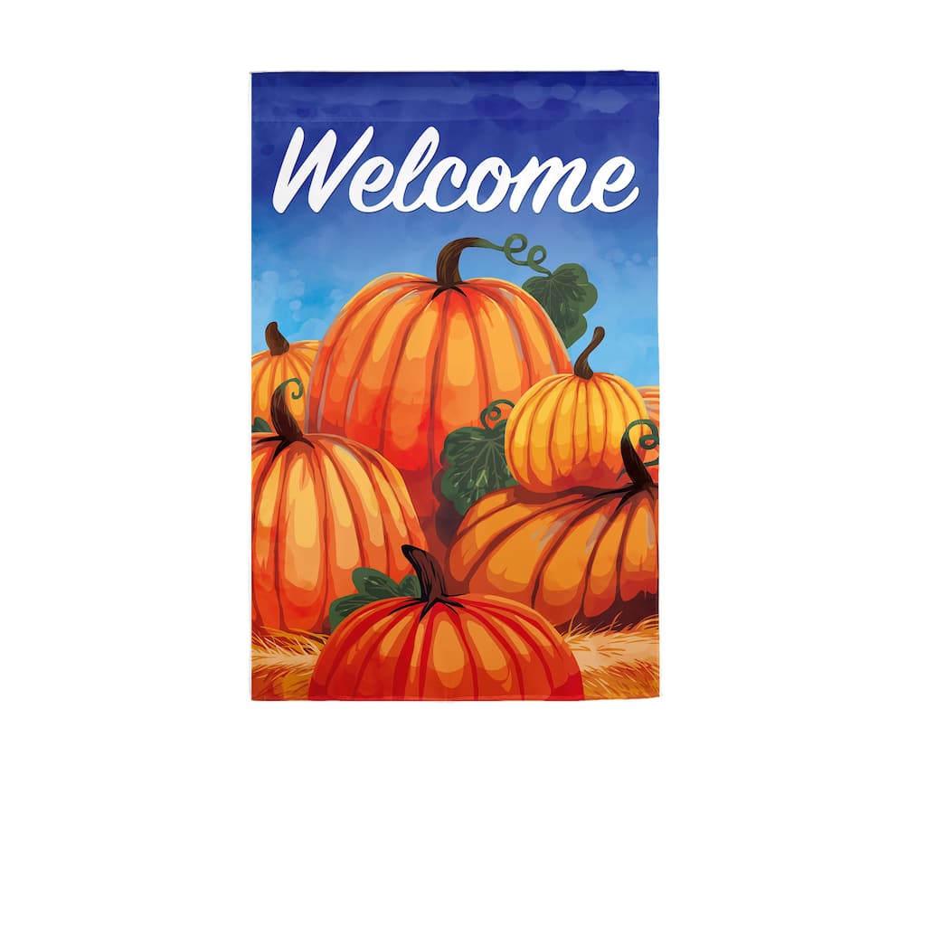 Welcome Pumpkin Patch Applique Garden Flag