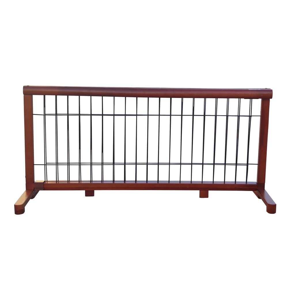 Wooden Dog Gate Freestanding Wire Mesh Pet Gate Expandable Bed Bath