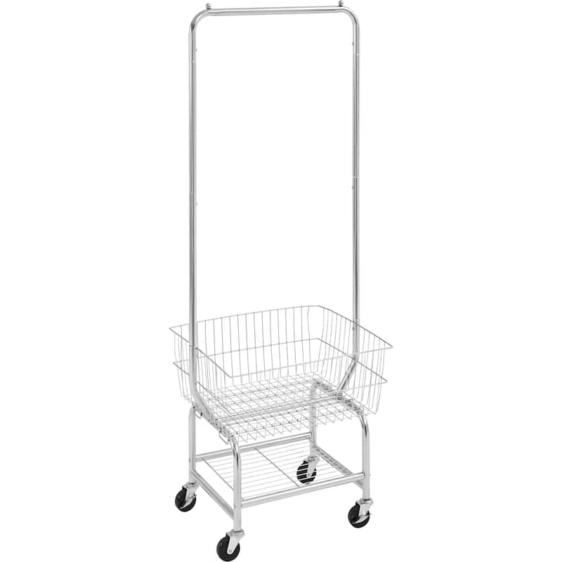 Yaheetech Commercial Laundry Cart Laundry Butler with Wheels and Bottom Shelf for Bathroom