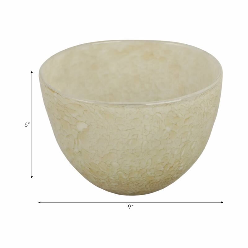 Glass Decorative Bowl Modern Glam Textured Sleek Curved Design - 9" x 9" x 6"