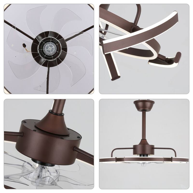 Oaks Aura DeClue 24in. 6 DIY-Shape Smart Ceiling Fan with Light,Cyberpunk Futuristic 6-Speed Quiet Ceiling Fan w/ Remote