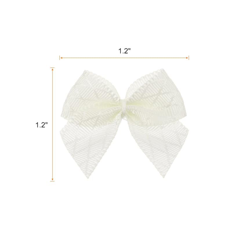 50Pcs Mini Ribbon Bow 1.2" Mini Fabric Satin Craft DIY - Cream White