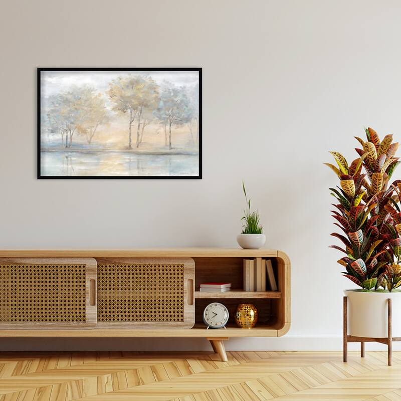Serene Trees Landscape by Cynthia Coulter Wood Framed Wall Art Print - Svelte Noir Black