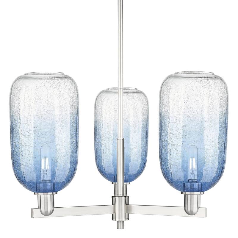 Innovations Lighting 716-3CR-17-18 Brookhaven Cloche Chandelier - Satin Nickel / Sapphire Blue