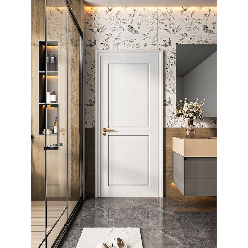 80''H White 2 Panel Solid Manufactured Wood Primed Interior Shaker Slab Door - 30X80