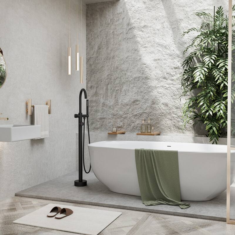 Modland 46'' Outdoor Shower System 316 Stainless Steel Thermostatic Freestanding Poolside Faucet with Swivel Spout - 46'' H