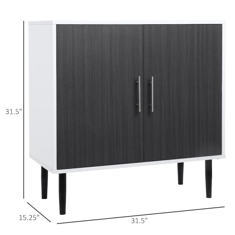 HOMCOM 2-Door Storage Cabinet with Adjustable Shelf, Free Standing Accent Sideboard and Buffet, Grey / White