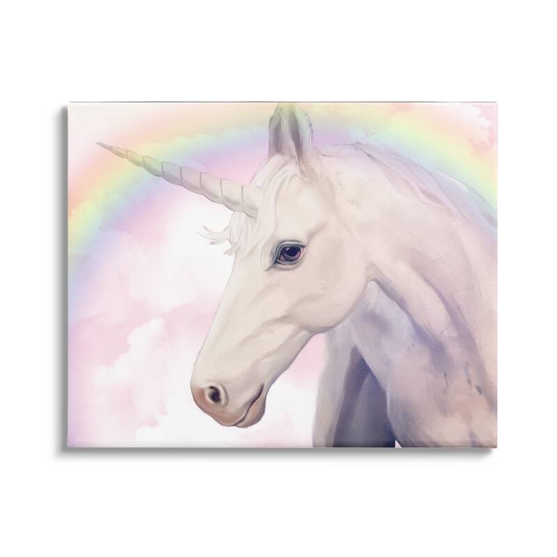 Stupell Detailed Unicorn Horse Horn Shining Rainbow Clouds Canvas Wall Art, Design by Ziwei Li - 30 x 24