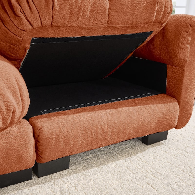 103.9" Modular Chenille Sectional Sofa with Pillows and Quilted Cushions