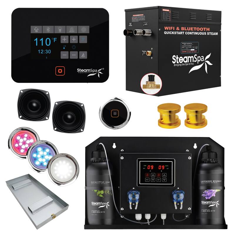 SteamSpa BKT1050-ADP Black Series WiFi and Bluetooth 10.5KW Quickstart - Gold