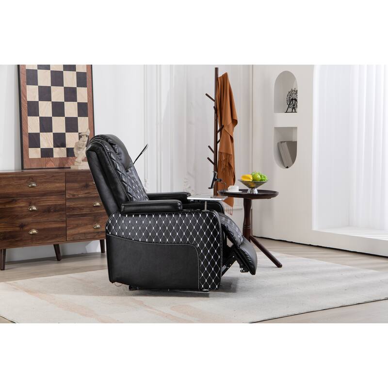 Black Power Zero Gravity Recliner with Storage Armrest, Cup Holder, Laptop Table, Phone Holder, Reading Light, USB Port