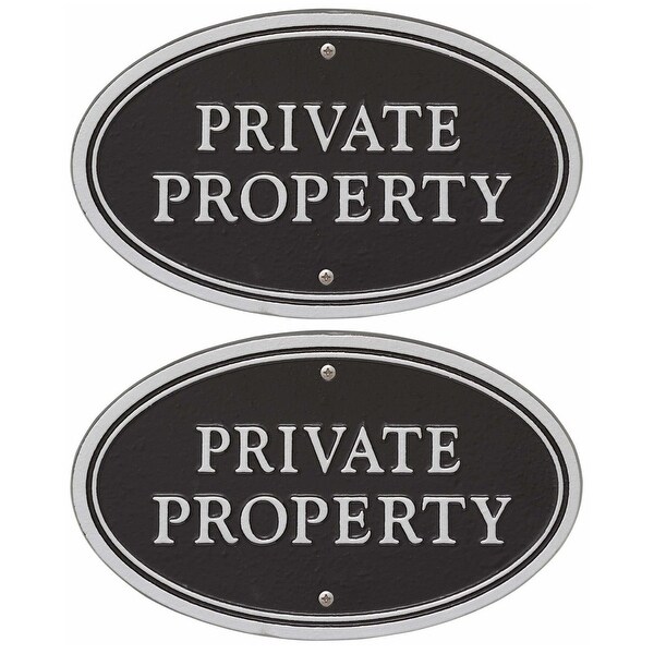 Whitehall Private Property Statement Plaque (Black/Silver, 2-Pack) - 10 in. x 6 in. x 1 in.