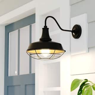 VAXCEL Dorado 1-Light Textured Black Outdoor Wall Sconce made of Durable Metal, Clear Water Glass Shade, LED Compatible