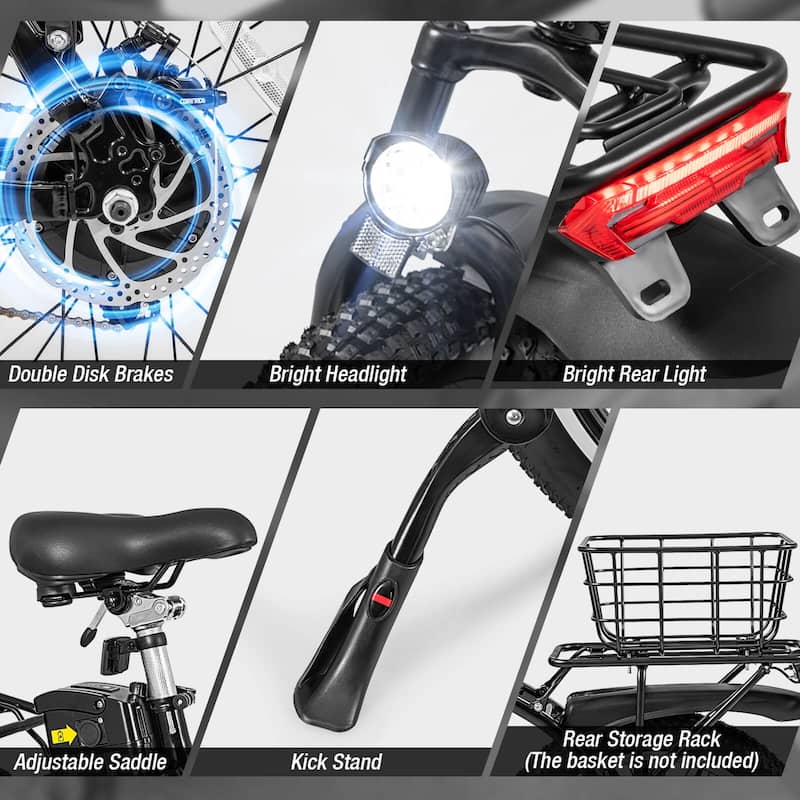 Goplus Folding Electric Mountain Bike for Adults with 20" Fat Tires