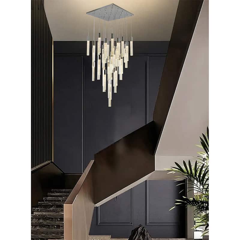 41-Light Chrome Chandelier With Clear Bubble Crystals