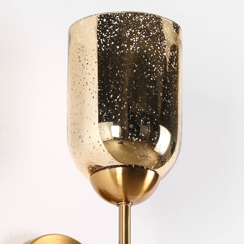 Modern Gold 1-Light Wall Sconces Glam Seeded Glass Vanity Lights - L 15.7" x W 4.7" x E 6.2"