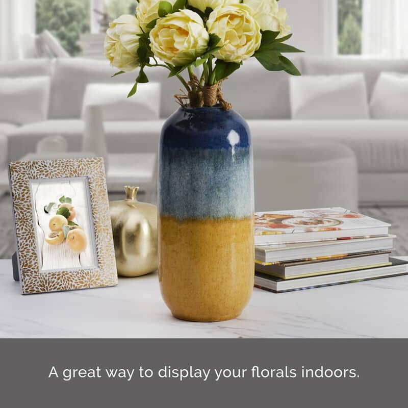 Elements Two-tone Ceramic Vase, 5X12 Inch