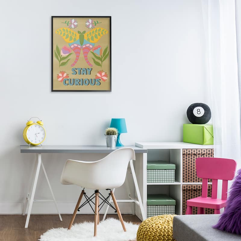 Stupell Stay Curious Butterfly Framed Giclee Art Design By Julia Fox