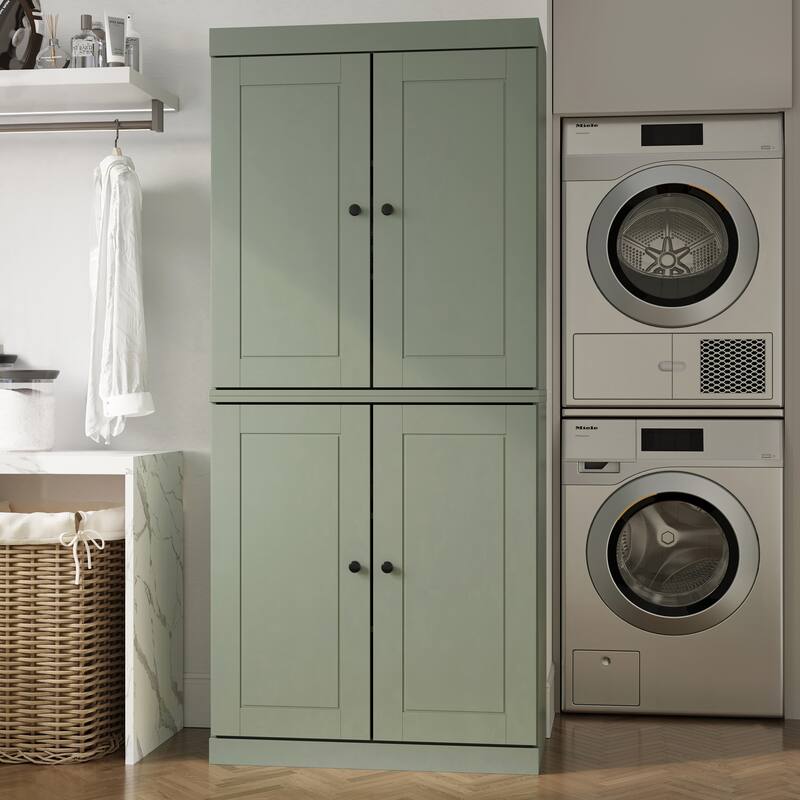 Palace Imports 100% Solid Wood Bathroom & Laundry Storage Cabinet, Raised Panel Doors, Adjustable Shelves, 32" Wide, 71.5" Tall