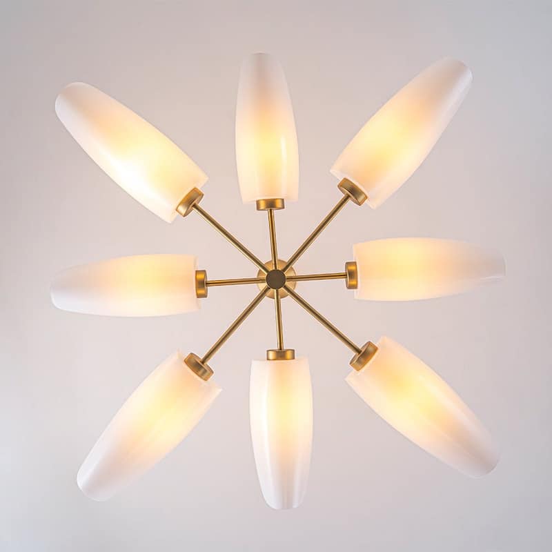 Modern 8-Light Opal Glass Tiered Chandelier - 42.5in