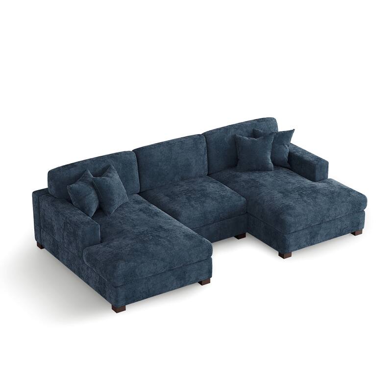 Modern Upholstered Chenille Modular Sectional Sofa with 2 Chaise