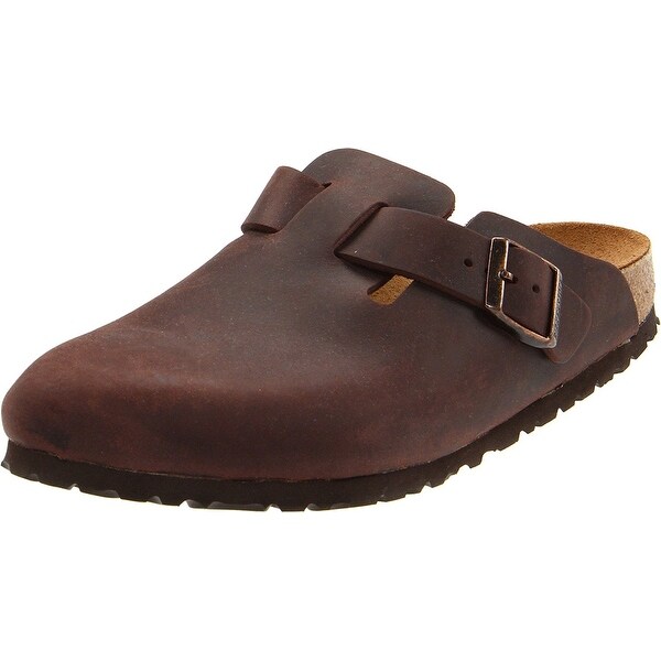 mens leather slip on clogs