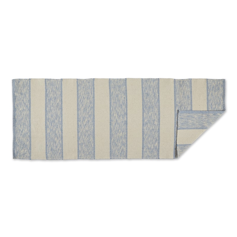 DII French Blue Variegated Plaid Recycled Yarn Rug (Set of 2) - Big